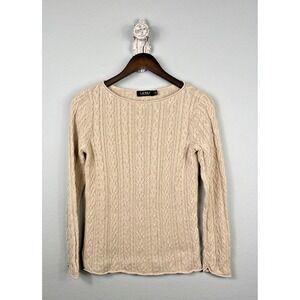 LRL Ralph Lauren‎ Women's Sweater M Cable Knit Quiet Luxury Old Money